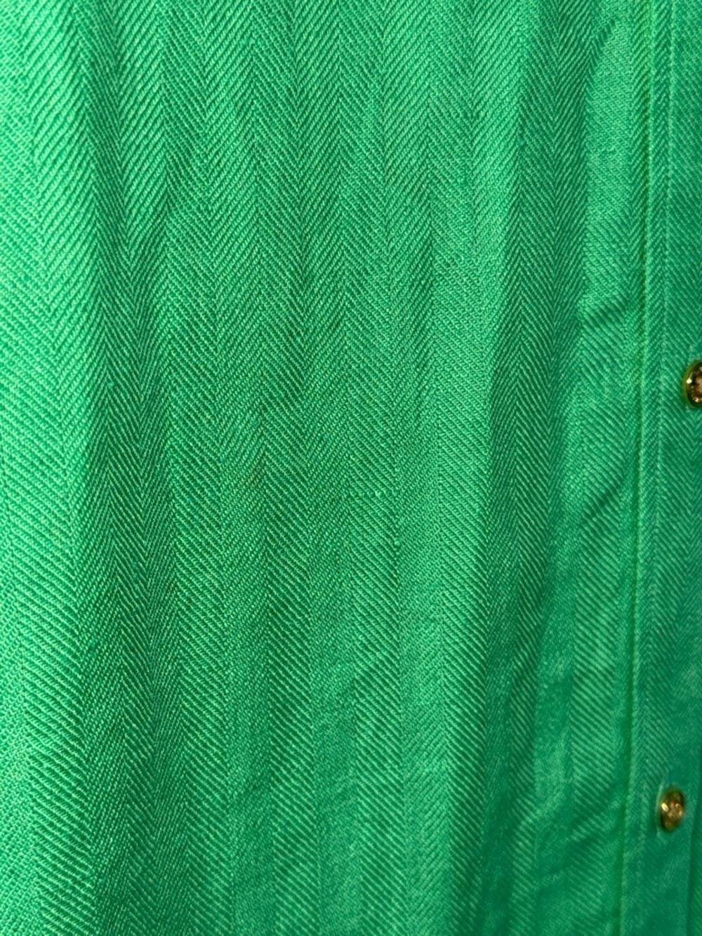 Lauren Ralph Lauren Linen Green Button Up Shirt Blue Contrast Trim Logo Crest 1X - Picture 11 of 12